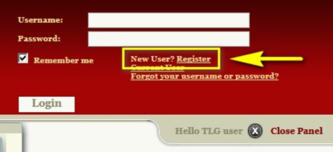 TLG - New User? Register