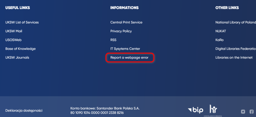 Report a webpage error