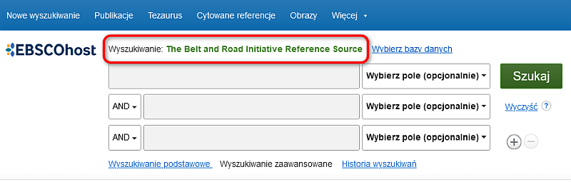 Wyszukiwanie w bazie The Belt and Road Initiative Reference Source