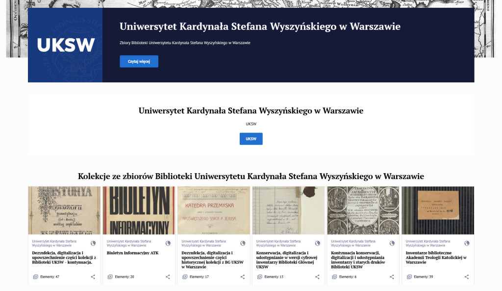 Widok kolekcji Biblioteki UKSW w Polonie