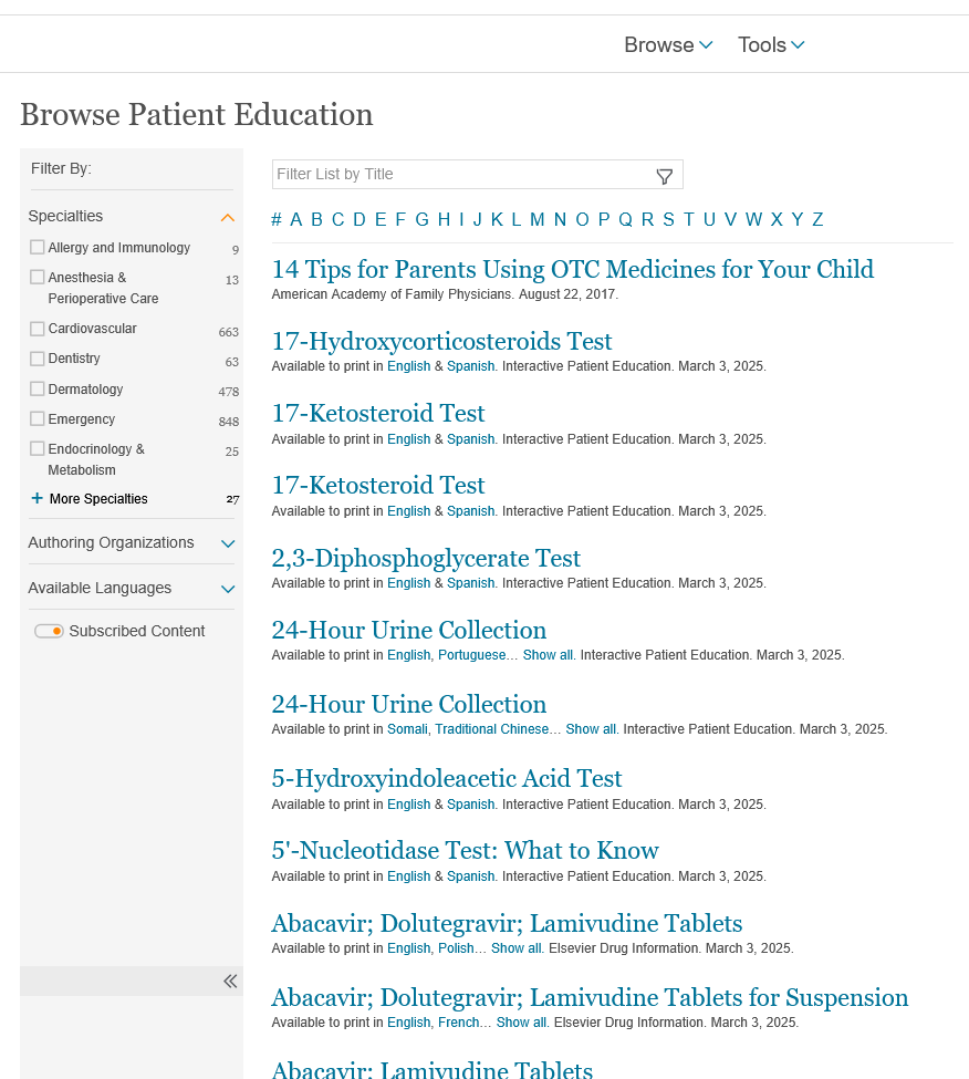 ClinicalKey - materiały edukacyjne dla pacjenta